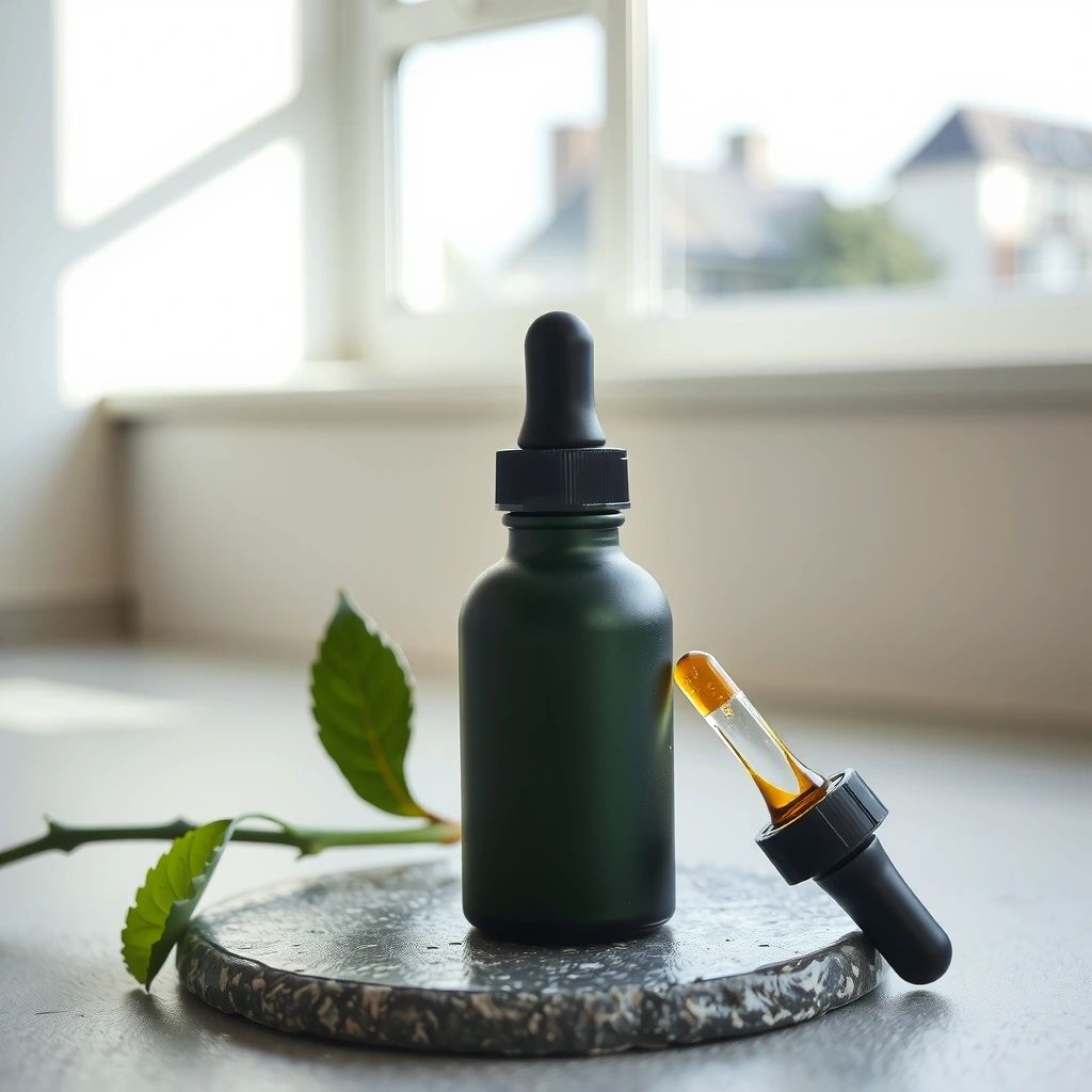 Elegante Glasflasche auf Stein